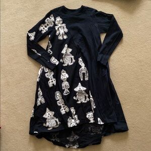 Black Kids Dress with White Pattern